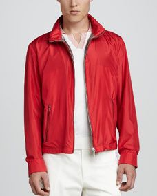 Brioni Bomber Jacket with Leather Trim