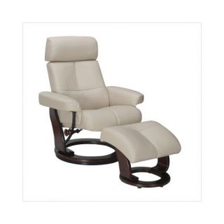Benchmaster Furniture Dream Line Classic European Leather Recliner and Ottoman in Taupe