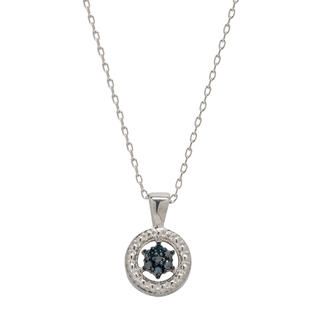 Blue Diamond Sterling Silver Pendant Necklace