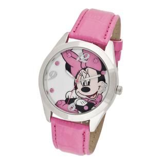 Disney Ladies Minnie Mouse Pink Strap Watch with Heart Shaped Dial