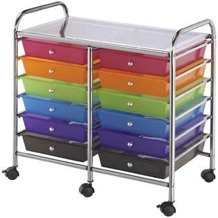 Double Storage Cart W/12 Drawers 25.5X26X15.5 Multi Color