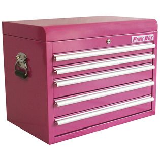 The Original Pink Box  26 5 Drawer 18G Steel Top Chest, Pink