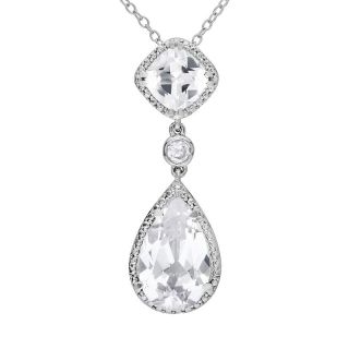 Sterling Silver Lab Created White Sapphire Teardrop Pendant