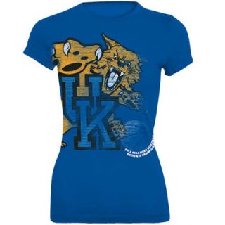 My U Kentucky Wildcats 2012 NCAA Mens Basketball National Champions Ladies Shine On Slim Fit T Shirt   Royal Blue