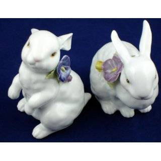  Vintage 1960s Lefton White Albino Bunny Rabbit Porcelain Figurines 