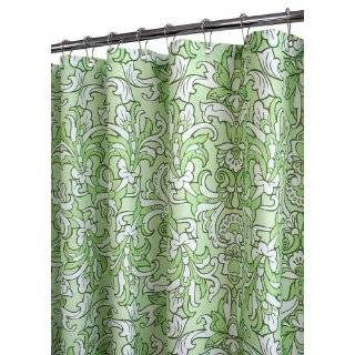   Smith Circle Central Shower Curtain, White/Green