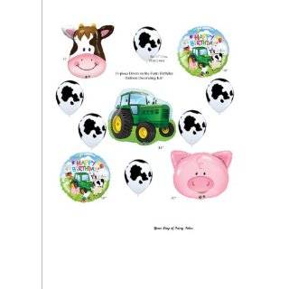 Barn Farm Animals Birthday Party Cow Tractor Pig Balloons Decorations 