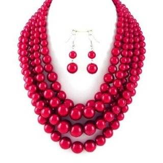  Red Graduated Ceramic Bead Choker Necklace Jewelry