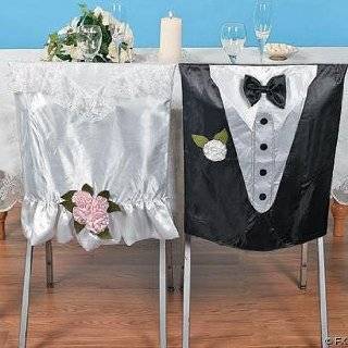 Bride and Groom Wedding Chair Covers Tuxedo & Dress