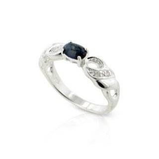 Genuine Blue Star Sapphire Sterling Silver Ribbon Band Ring(Sizes 5,6 
