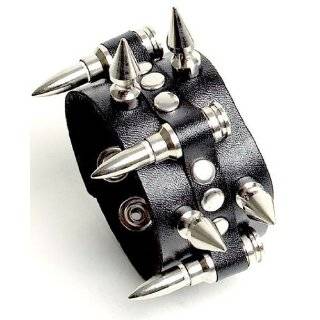    Leather 4 Row Nail Spiked Bracelet punk rock GOTH Toys & Games