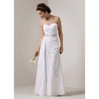 Davids Bridal Wedding Dress Chiffon Gown with Side Drape and Beaded 