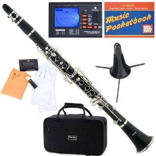   ABS B Flat Clarinet with Tuner, Case, Stand, Mouthpiece, 10