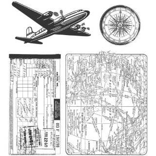 Stampers Anonymous Tim Holtz Cling Rubber Stamp Set, Air Travel