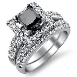    Platinum 2.0ct Black Round Diamond Engagement Ring Jewelry