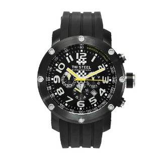  TW Steel Mens TW134 Grandeur Tech Black Rubber Strap 