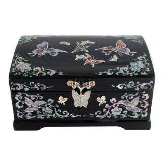 Asian Lacquer Wooden Jewelry Trinket Keepsake Treasure Gift Jewel Box 