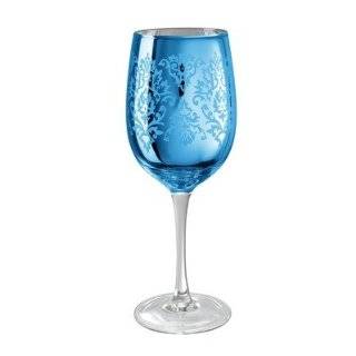  6 Pc Set of Etched Wine Glass in Blue