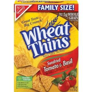 Wheat Thins Sundried Tomato Basil Crackers, 15 Ounce Boxes (Pack of 6)