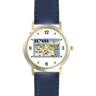   DELUXE TWO TONE THEME WATCH   Arabic Numbers   Blue Leather Strap