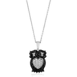   Silver Pearl and Cubic Zirconia CZ Owl Charm Animal Necklace Jewelry