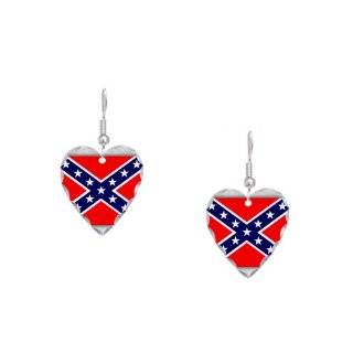 Earring Heart Charm Rebel Confederate Flag HD